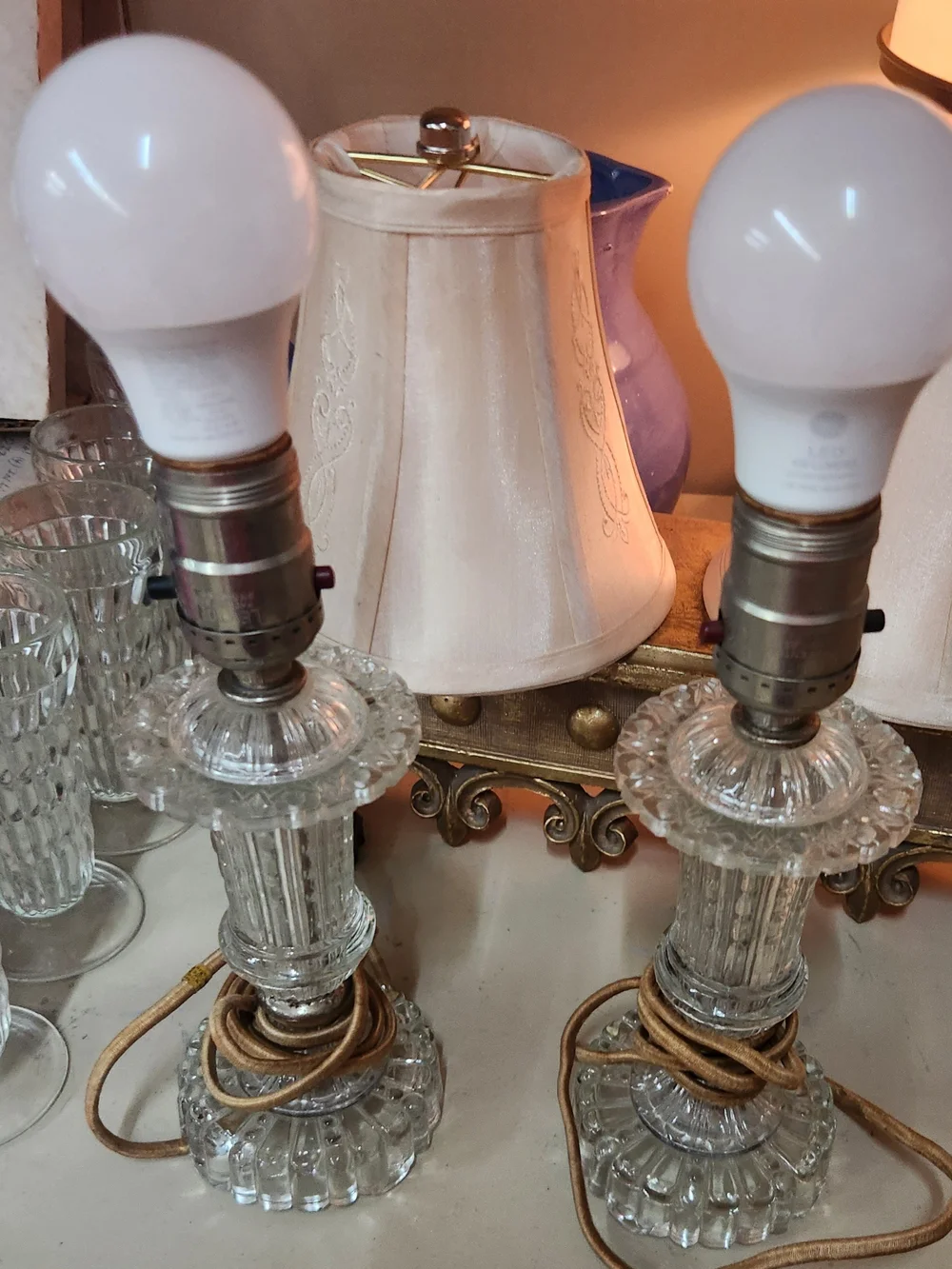 Set Of 2 Boudoir Lamps Pair in Clear